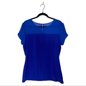 Express Blue Illusion Neckline Blouse